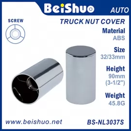 BS-NL3037S 33mm x 3-1/2" Chrome Plastic Cylinder Thread-On Nut Cover for Truck Semi